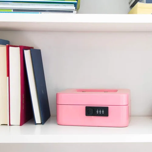 Miniatura 6 de KYODOLED Caja de dinero con cerradura con cerradura, caja de dinero con bandeja para efectivo, caja fuerte con cerradura con llave, organizador