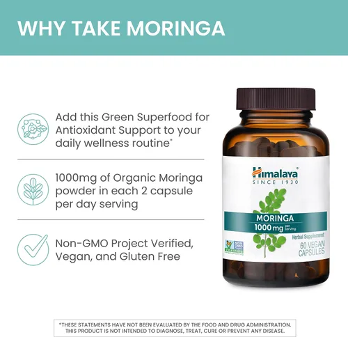 Miniatura 4 de Himalaya Moringa - Suplemento antioxidante de superalimentos a base de hierbas que apoya el bienestar, la vitalidad y el estrés oxidativo, vegano