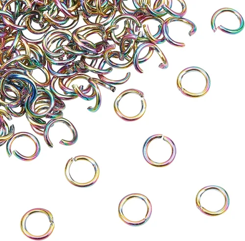 Miniatura 9 de UNICRAFTALE 100 anillos de salto de arco iris de 0.197 pulgadas, redondos, abiertos, anillos de acero inoxidable para manualidades, aretes