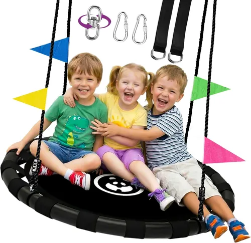 HeyZoo Columpio de platillo de 48 pulgadas para niños y adultos, capacidad de peso de 900 libras, juego de columpio de árbol resistente para patio