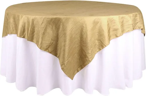 Miniatura 19 de Efavormart - Mantel cuadrado de tafetán arrugado de acordeón beige de 72 x 72 pulgadas