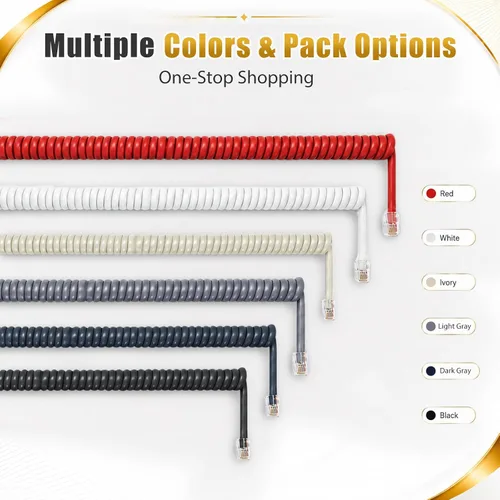 Miniatura 4 de Comtrue Cables de teléfono para línea fija, paquete de 2, cables de teléfono Negro, universalmente compatible, resistente a los enredos, sin