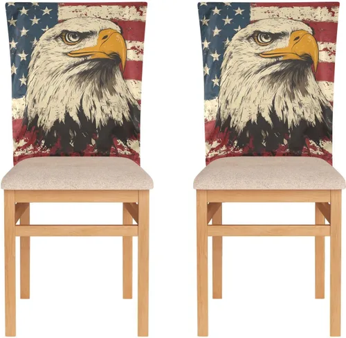 Miniatura 2 de 4th of July Independence Day White Bird Decorative Chairs Covers for Family Gatherings Soft 19.7x23.6in Chair Slipcovers covertores para sillas