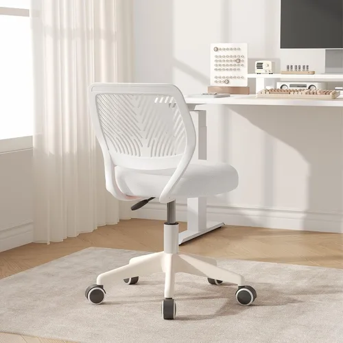 Miniatura 3 de JPBSTO Silla de escritorio sin brazos, silla de oficina giratoria ajustable en altura con sillas de tarea rodantes con cojín acolchado de malla