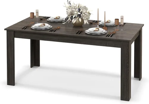 GOFLAME Mesa de comedor para 4 a 6 personas, mesa de cocina moderna de 63 pulgadas con patas en forma de L, capacidad de peso de 330 libras, mesa