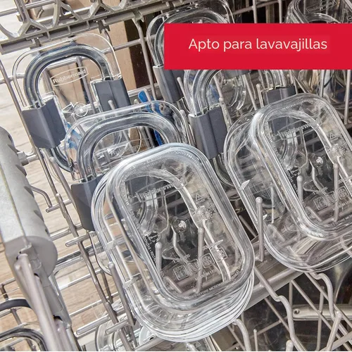 Miniatura 7 de Rubbermaid Brilliance - Juego de 3 recipientes de almacenamiento de alimentos sin BPA con tapas, bandejas extraíbles, herméticos, a prueba de fugas