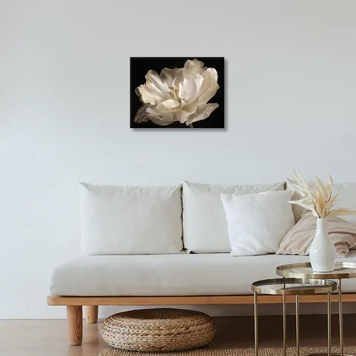 Miniatura 6 de Decoración de baño negro, tulipán blanco sobre fondo negro, arte moderno en lienzo para decoración de baño, arte de pared de baño, ilustraciones