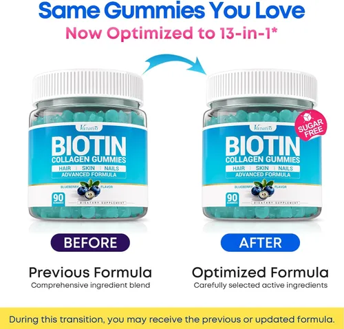 Miniatura 4 de Gomitas de biotina de 15,000 mcg con colágeno y queratina, gomitas 13 en 1 para la piel y las uñas para mujeres y hombres, crecimiento del cabello