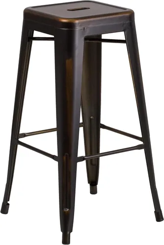 Miniatura 41 de Flash Furniture Lily - Juego de 4 taburetes de bar de metal rojo sin respaldo de 30 pulgadas de alto grado comercial para interiores y exteriores