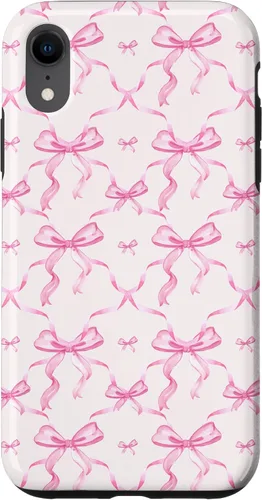 Miniatura 24 de Cintas y lazos estéticos rosas para iPhone 16 en estuche de acuarela