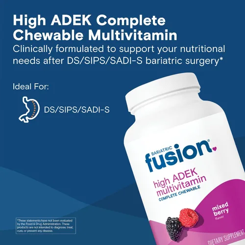 Miniatura 2 de Bariatric Fusion Multivitamínico masticable con alto contenido de vitaminas ADEK Multi para pacientes con interruptor duodenal Tabletas