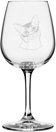 Miniatura 155 de Copa de vino de 12.75 onzas con temática de gato abisinio grabada para todo uso