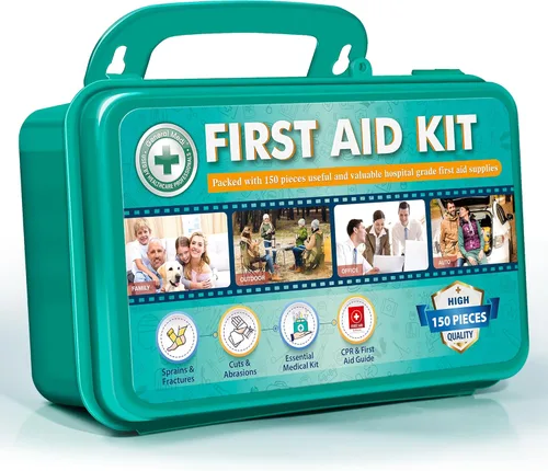 Miniatura 10 de Kit de primeros auxilios General Medi de 120 piezas con estuche duro - Incluye paquete frío instantáneo, manta de emergencia para viajes, hogar