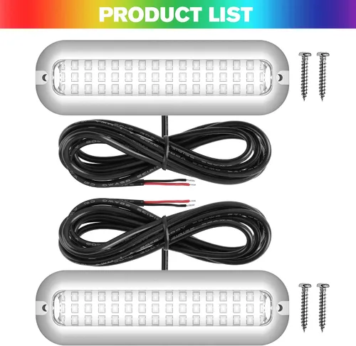 Miniatura 7 de HUSUKU Luces LED marinas de mediados de 42 LED de 1500 LM para barco bajo el agua (azul), 2 unidades, 5.1 pulgadas, IP68, acero inoxidable 316