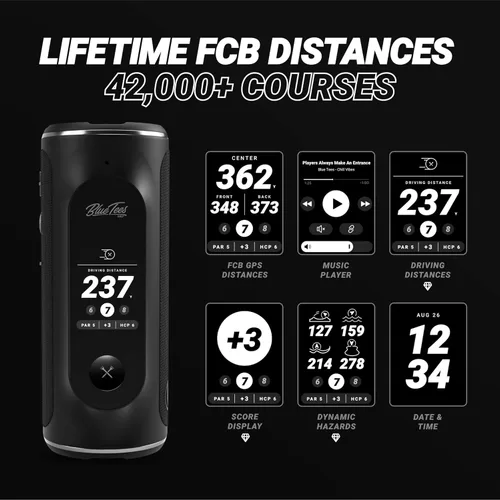 Miniatura 3 de Blue Tees Golf Player+ Altavoz GPS alimentado por IA - Pantalla táctil, batería de más de 10 horas, más de 40,000 campos, distancias visuales y Negro