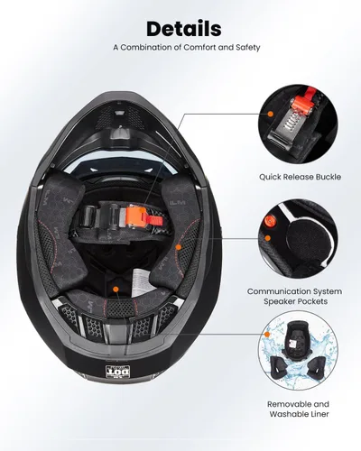 Miniatura 6 de ILM Medio casco de motocicleta de cara abierta 3/4 para hombres y mujeres, casco retro vintage con visera para ciclomotor, ATV, crucero, scooter