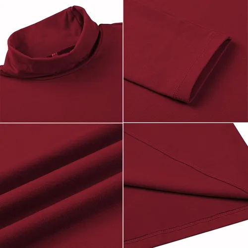 Miniatura 5 de Amussiar Camiseta de cuello alto para hombre, ajustada, manga larga, básica, térmica, casual