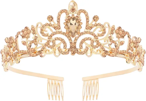 Miniatura 10 de COCIDE Diadema de cristal con coronas de tiara, corona de diamantes de imitación de princesa con peines, diademas de novia, boda, graduación, fiesta