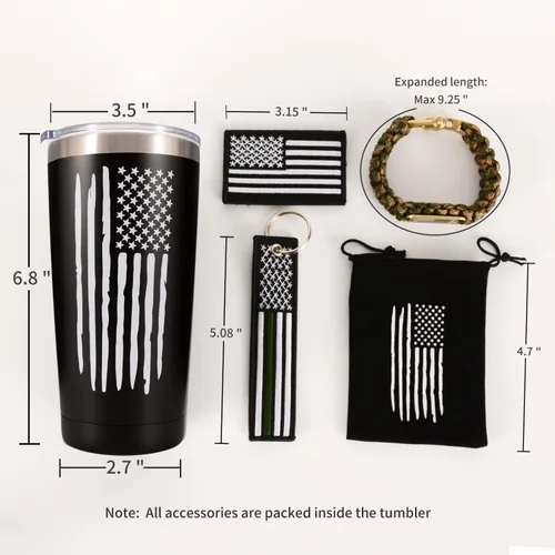 Miniatura 3 de Vaso térmico y taza de café de viaje con bandera americana de 20 onzas para hombres, esposo, papá, regalos militares patrióticos únicos para el día