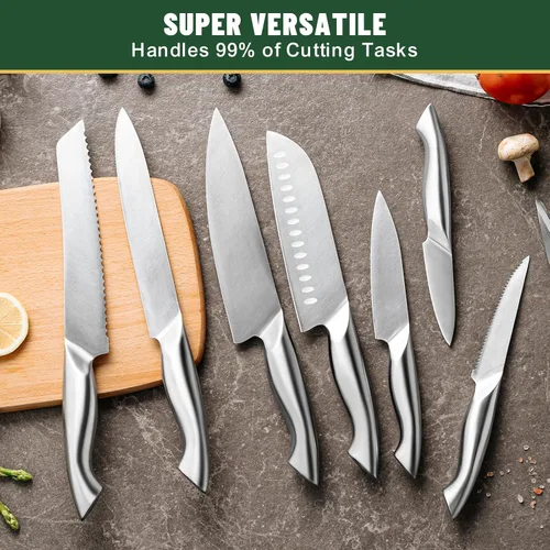 Miniatura 8 de Juego de cuchillos, EWFEN - Juego de 14 piezas de cuchillos de cocina con bloque, cuchillos de acero inoxidable alemán con afilador de cuchillos