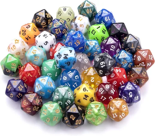 Miniatura 9 de AUSTOR Juego de 42 dados poliédricos de 6 caras, surtido de dados de colores mixtos con una bolsa de almacenamiento de terciopelo negro