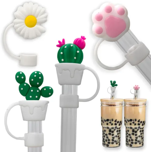 4 fundas grandes para pajitas Boba, 0.472 in y 0.551 in, puntas de paja de silicona jumbo para pajitas de vidrio Boba anchas y grandes (0.472 in y
