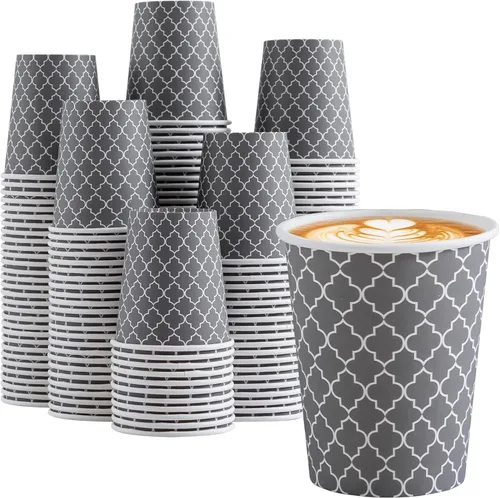 Lamosi Tazas de Café de 10 oz Paquete de 200, Tazas de Café de Papel Desechables, Tazas Desechables, Taza de 10 oz para Bebidas Calientes, Taza de