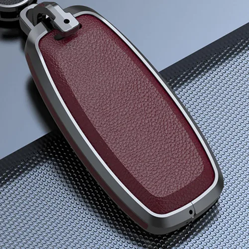 Miniatura 4 de ontto Funda de metal para llavero Nissan 2023 2024, funda de piel de piel de 360 grados de protección para llaves Rogue Pathfinder X-Trail Versa