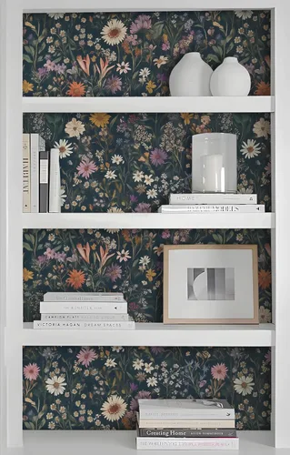 Miniatura 5 de Safiyya Papel Tapiz Despegar y Pegar Floral Vintage Papel de Contacto 17.3" x 78.7" Papel de Pared Amigable para Inquilinos Autoadhesivo Removible