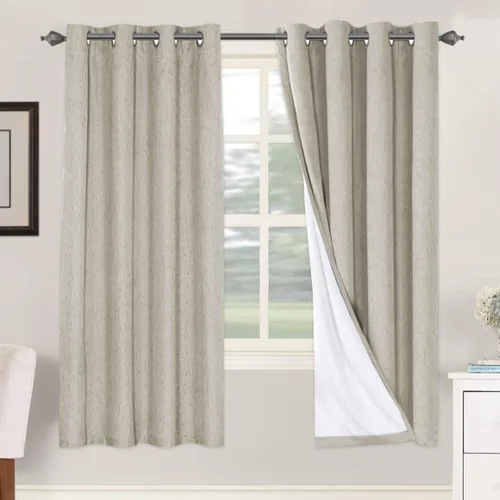 Miniatura 119 de H.VERSAILTEX Cortinas opacas de lino de 72 pulgadas de largo, 100% absolutamente opacas, con aislamiento térmico, con textura de lino, cortinas