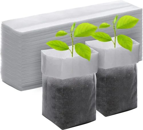 Miniatura 22 de Greaner 100 bolsas de cultivo de vivero grandes, 7.8 x 8.6 pulgadas, bolsa de cultivo de plántulas de tela biodegradable no tejida, bolsas