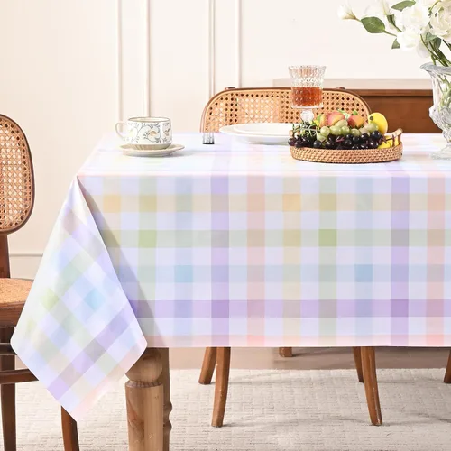 Miniatura 23 de Romanstile Mantel rectangular de vinilo, 100% impermeable, mantel de plástico a cuadros de búfalo, resistente y lavable para exteriores, campamento