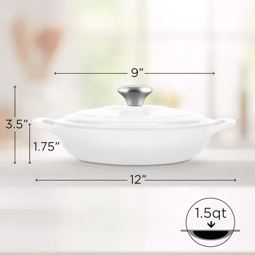 Miniatura 2 de ROSSALLINI Brasera de Hierro Fundido Esmaltada Signature, Olla de Servir Antiadherente con Tapa de Cierre Hermético para Asado Perfecto, Horneado
