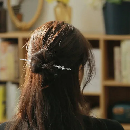 Miniatura 3 de Paquete de 4 palitos para el cabello con diseño de serpiente para cabello largo, accesorios para el cabello 2 en 1, horquilla de estilo chino