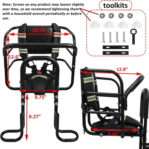 Miniatura 7 de Asiento trasero de bicicleta para niños, asiento de bicicleta para niños de 18 meses a 8 años, silla de bicicleta para niños de 18 meses a 8 años