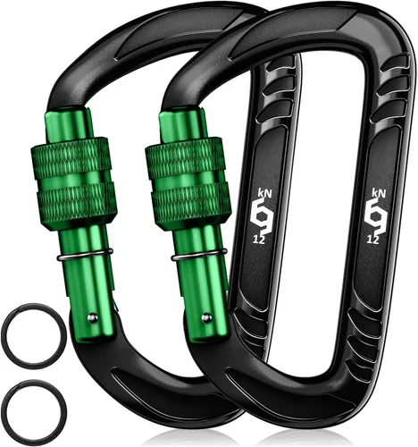 Miniatura 30 de Rhino Produxs 12kN (2697 lbs) Heavy Duty Carabiner Clips, for Securing Pets, Outdoor, Camping, Hiking, Hammock, Dog Leash Harness, Keychains Bloqueo