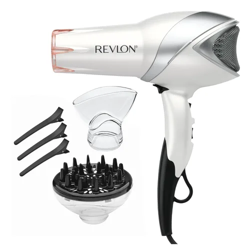 REVLON Secador de pelo infrarrojo con difusor y concentrador - Secador de pelo iónico de cerámica para control del encrespamiento, brillo, cabello