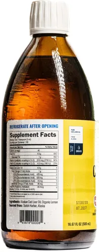 Miniatura 7 de On Target Living Aceite de Hígado de Bacalao de Alaska Líquido Sabor a Limón Orgánico 16.67 oz Captura en Línea en los EE. UU. Vitamina D