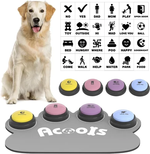 Miniatura 10 de Botones para comunicación para perros, juego de 9 botones para hablar con perros, grabación de voz de 30 segundos, botones de entrenamiento