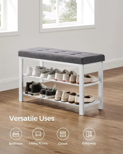 Miniatura 7 de SONGMICS Banco de zapatos, banco de almacenamiento, banco de entrada con cojín, estante para zapatos con asiento, ahorro de espacio, estilo moderno