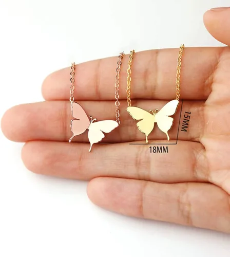 Miniatura 6 de MEVECCO Collar delicado con inicial de oro de 18 quilates chapado en oro de mariposa con nombre delicado collar diario para mujer joyería