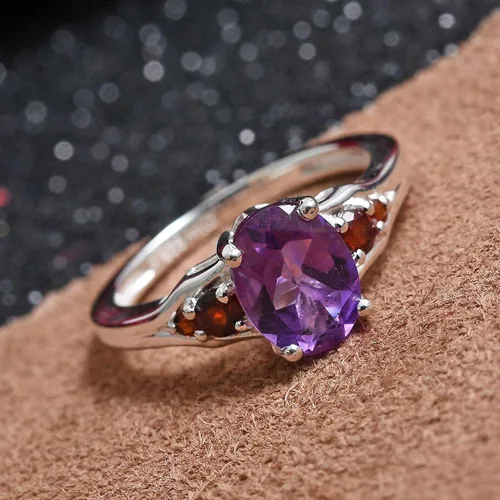 Miniatura 2 de SHOP LC - Anillo de amatista granate 925 de plata de ley 925, anillos de amatista roja y púrpura para mujeres, regalos de cumpleaños para mujeres