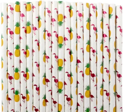 Miniatura 2 de popotes de papel con motivos de Frutas, biodegradable, 7.75 pulgadas, desechables, 100 unidades.
