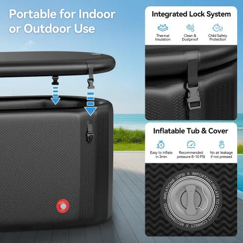 Miniatura 6 de Bañera de hielo mejorada para atletas XL de 160 galones, compatible con enfriador de agua, inmersión en frío, recuperación de atletas, baño de hielo