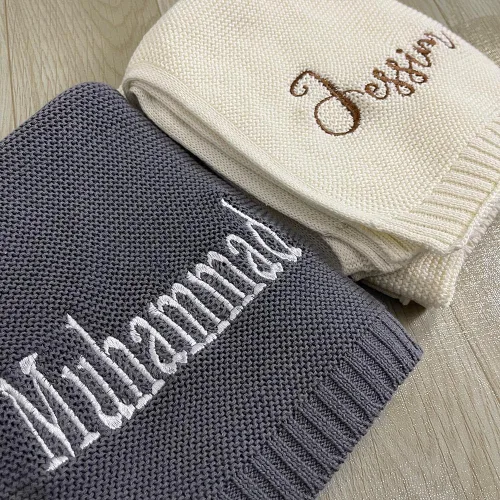 Miniatura 2 de Manta de punto personalizada para bebé, regalo bordado para baby shower, manta de cochecito Regalo para bebé recién nacido con monograma Tejido