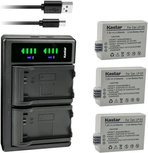 Miniatura 6 de Kastar Cargador de batería USB LTD2 para Canon LP-E5 LPE5, Canon LC-E5, LC-E5C, cargador LC-E5E, Canon EOS Rebel XSi, EOS Rebel XS, EOS Rebel T1i