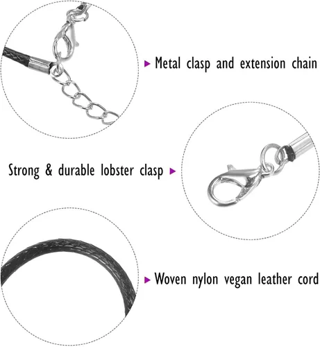 Miniatura 3 de Collar de púa de guitarra eléctrica y cadena de cordón de cuero vegano