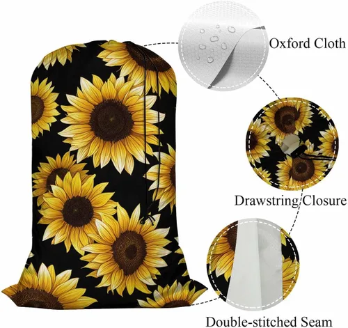 Miniatura 4 de Swono Cesta de lavandería de gran capacidad, diseño de girasoles, ramo romántico de hojas florales clásicas, cestas de almacenamiento