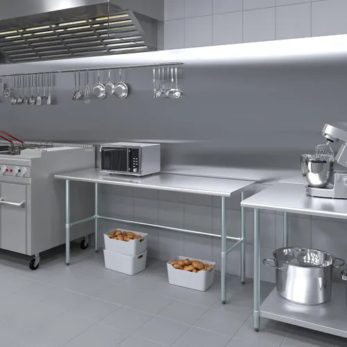 Miniatura 5 de Mesa de trabajo de acero inoxidable de base abierta de 24 pulgadas x 72 pulgadas Residencial y comercial Preparación de alimentos Estación