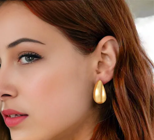 Miniatura 4 de Rnivida Aretes de aro de titanio chapados en oro grueso para mujer de moda